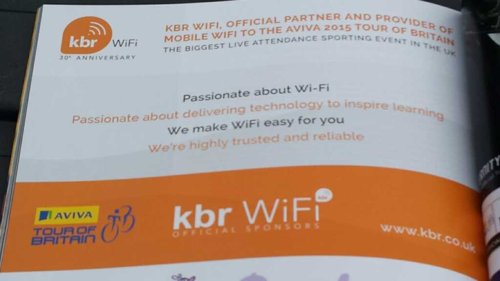 kbr wifi, KBR Experience Successful Second Year as Official Tour of Britain Suppliers